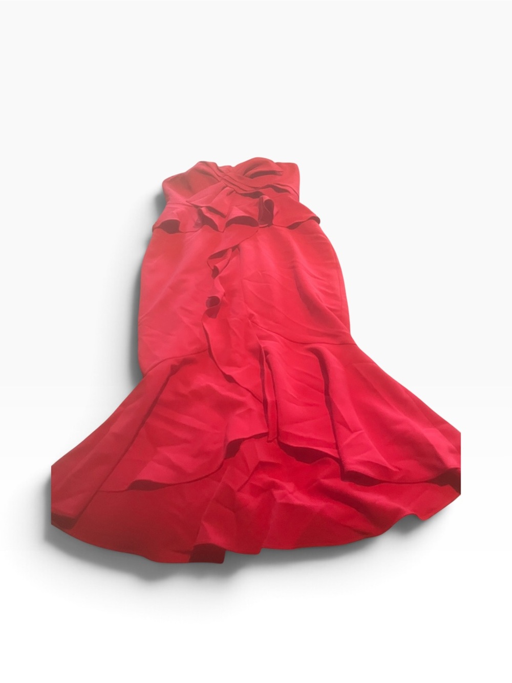Gianni Bininsize 4 lined Red Ruffled Strapless Evening Gown excellent